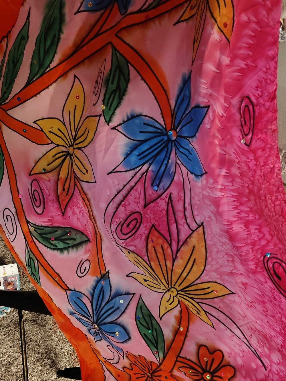 Rare Bananamoon Lululemon Bright Pink & Vibrant Orange Floral Silk Scarf